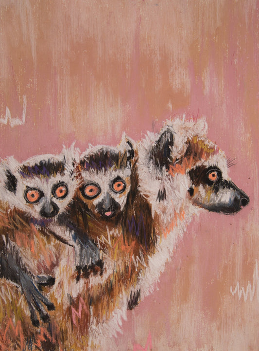 Landon & Lillian Lemurs - Animal Joy Original Art - MySmileTiles