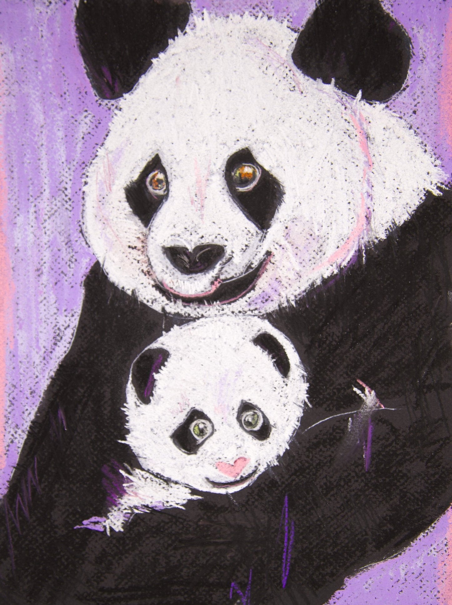 Phoebe & Paris Pandas - Amy Pink Original Art - MySmileTiles