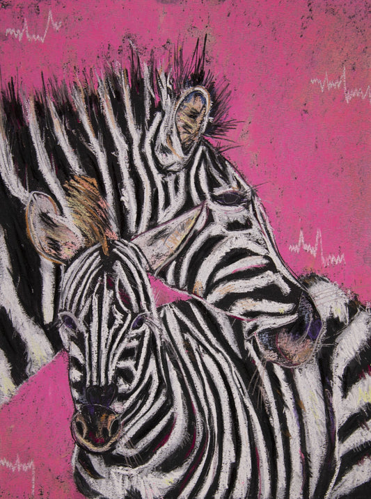 Zeus & Zoey Zebras - Animal Joy Original Art - MySmileTiles